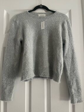 Banana Republic Factory Silver Metallic Crewneck Sweater